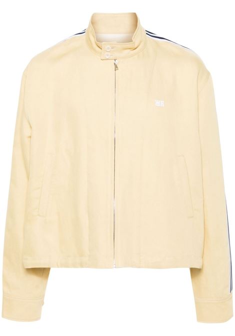 Yellow stripe-detail embroidered-logo jacket - men